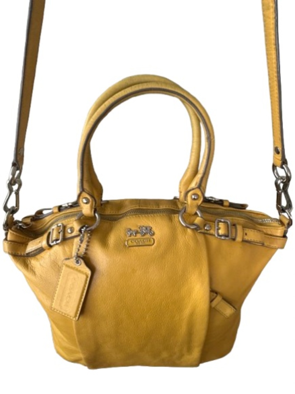 🌼COACH Madison Lindsey Saffron Yellow Leather Satchel Shoulder Bag🌼